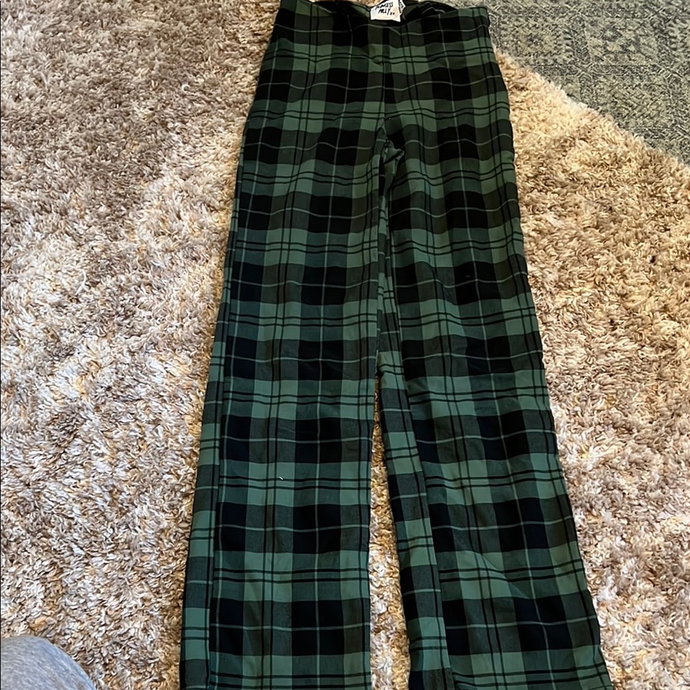 Green and Black Plaid Pants